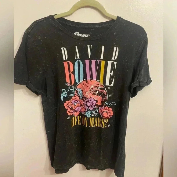 Tops - Dark Gray David Bowie Graphic T-Shirt